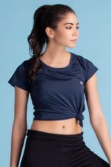 Clovia Activewear Short Sleeve T-Shirt Blue - Quick-Dry