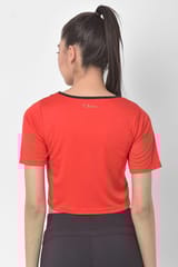 Clovia Comfort Fit Active Cropped T-shirt with Yoke Panel - Quick-Dry