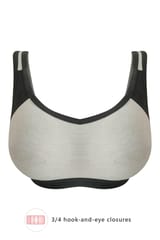 Clovia Medium Impact Non-Padded Full Cup Sports Bra In Grey- Cotton Rich