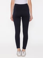 Clovia Activewear Ankle Length Sports Tights in Navy Blue - Quick Dry