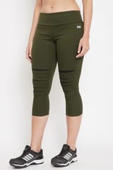 Clovia Activewear Mid Length Tights Green - Quick-Dry
