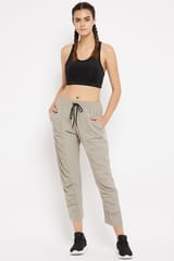 Clovia Comfort-Fit Active Track Pants in Grey - Quick-Dry