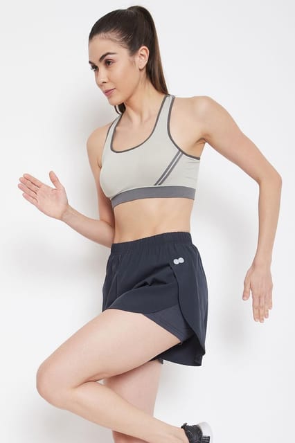 Clovia Comfort Fit Active Dolphin Shorts in Navy - Quick-Dry