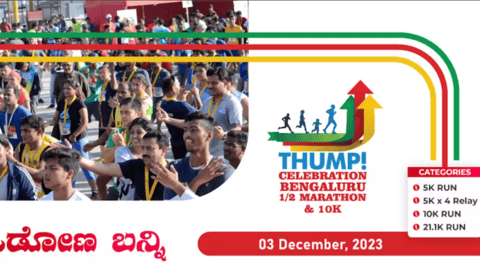 Thump! Celebration Bengaluru 1/2 Marathon and 10K: 3rd December 2023