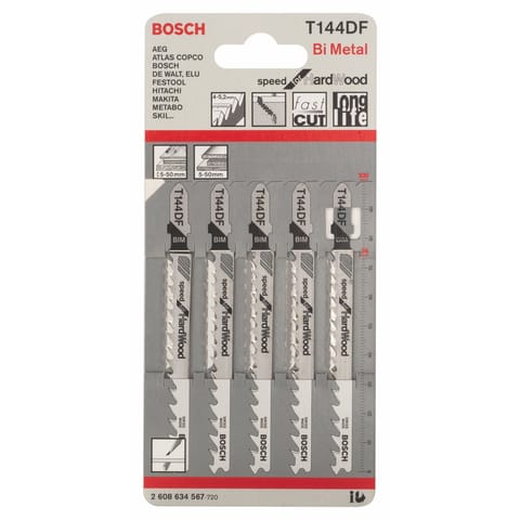 Bosch Jigsaw Blades For Stainless Steel /Fiber/Plaster/Ceramics and Acrylic Saw Blade Set RB - 5ER T 144 DF-2608634567