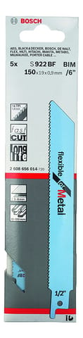 Bosch jigsaw Blades For Metal S922BF BIM Flexible for Metal 5Pack-2608656014