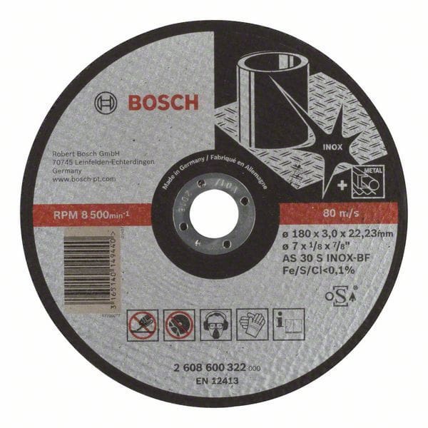 Bosch Cutting Discs Inox 180mm/1.0mm 7'-2608600322