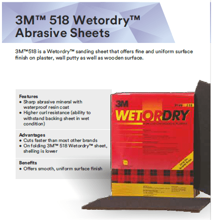 3M 518 Wetordry Abrasive Sheet,Dimension-9" X 11" Pack of 50     grit 80   IX110100662