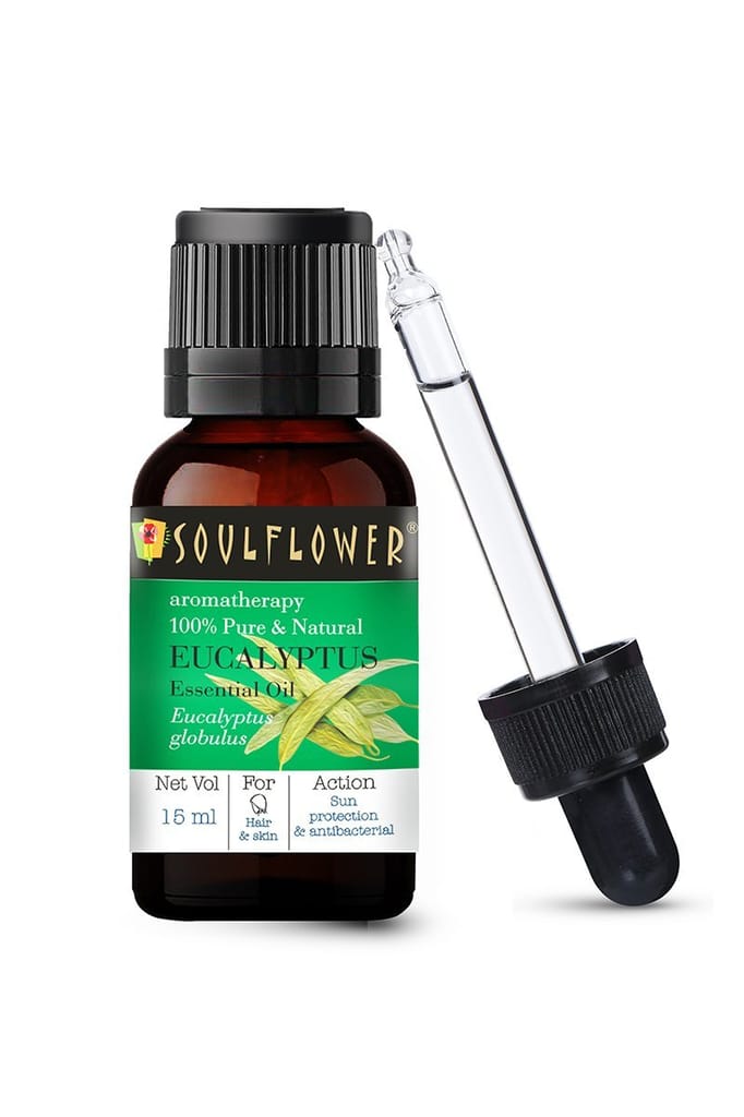 Soulflower Eucalyptus (Nilgiri) Essential Oil for Inhalation, Soft & Blemish Free Skin, Strong Hair, Relaxing, 100% Pure, Natural & Undiluted Oil, 15ml