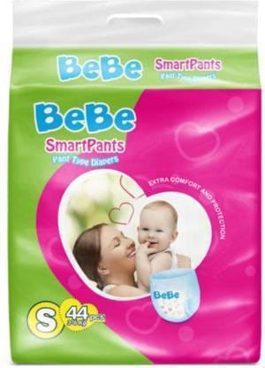BeBe Baby's Pant Diapers pack of 44 - S (44 Pieces)