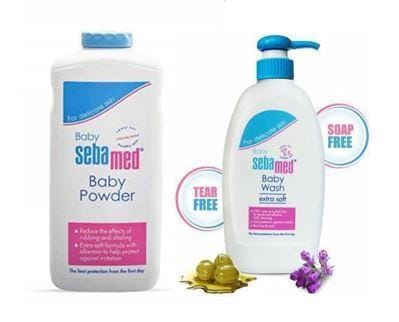 Sebamed Baby Powder 400Gm & Sebamed Baby Wash Extra Soft 400Ml Combo