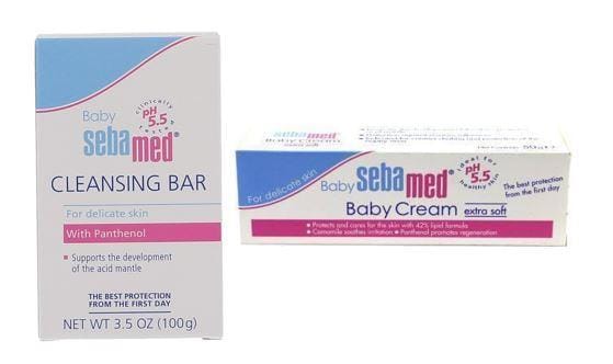 SEBAMED BABY CLEANSING BAR [USV] SOAP (100 gram) & Sebamed Baby Cream Extra Soft 50Ml Combo
