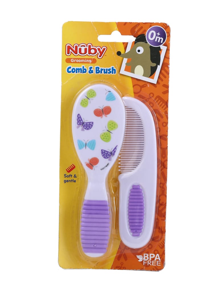 Nuby Comb & Brush Set (Purple Butter Fly)