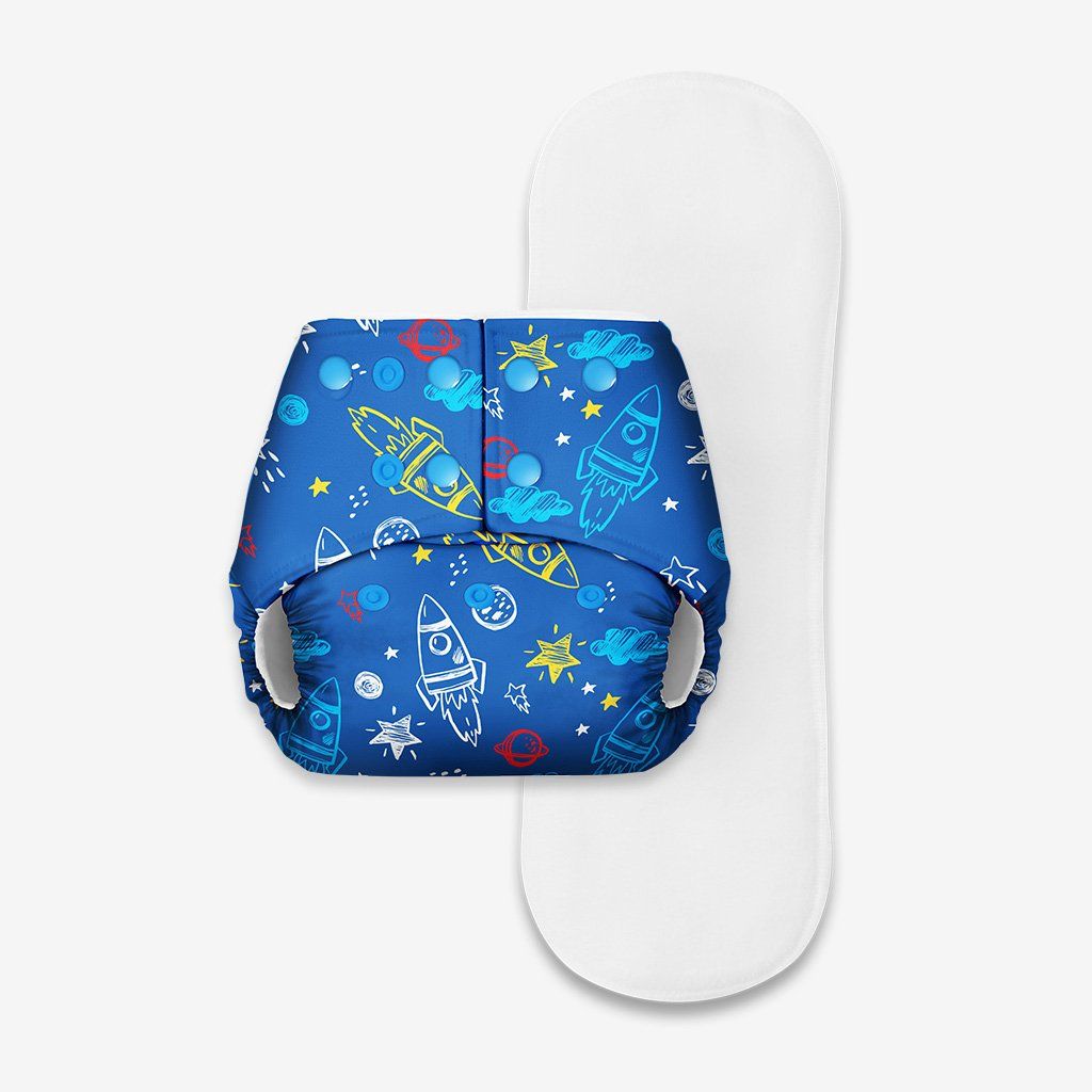 Super Bottoms BASIC Pocket Diaper - Freesize Adjustable, Washable and Reusable (Space)