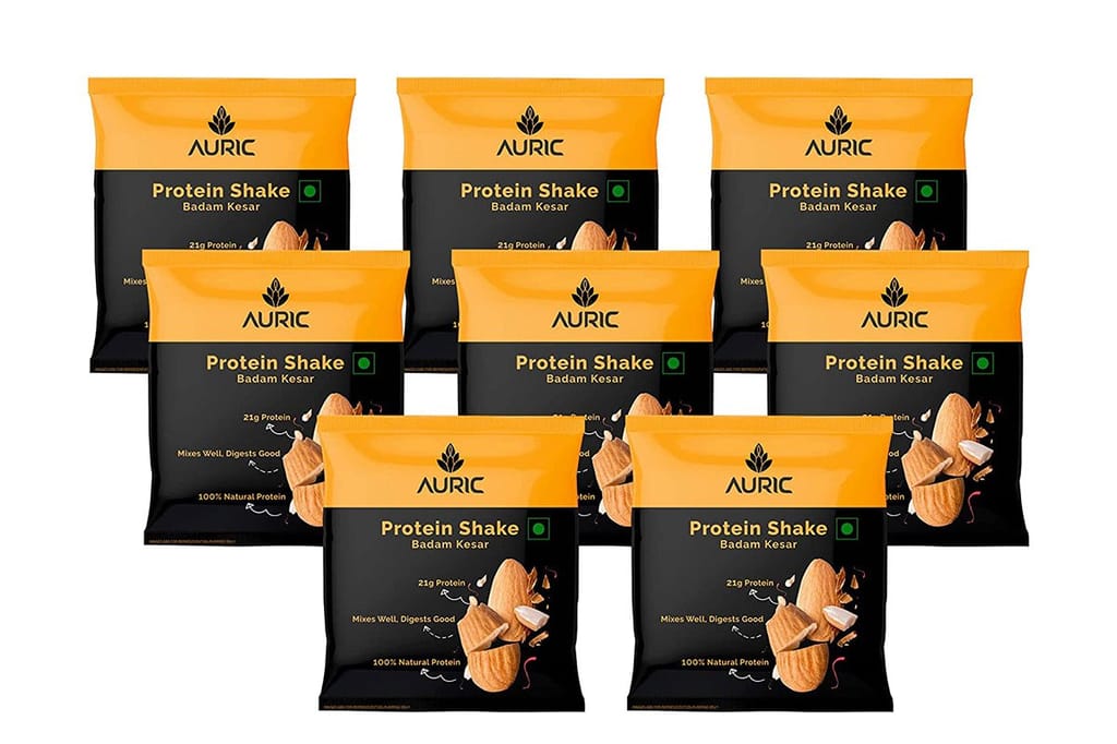 Auric Vegan Protein Powder Kesar Badam Flavor 8 Sachet