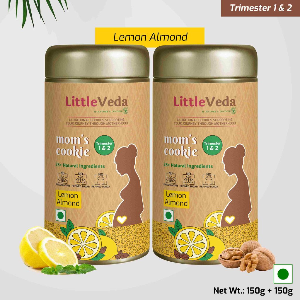 LittleVeda Pregnancy Cookies - Trimester 1&2, PACK of 2 - Lemon Almond
