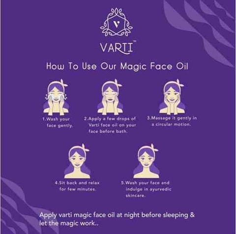 VARTI-AYUSH Certified, Parabens & Sulphate Free Magic Face Oil, 100% Organic & Chemical free - 10ml