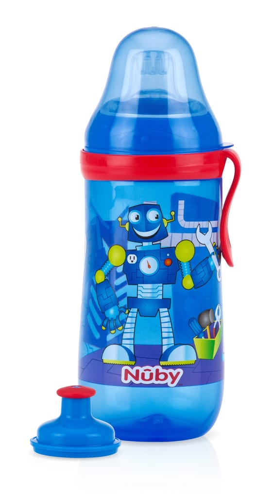 Nuby Busy Sipper W/Silicon & Pop Up Spout 360ml (Blue)