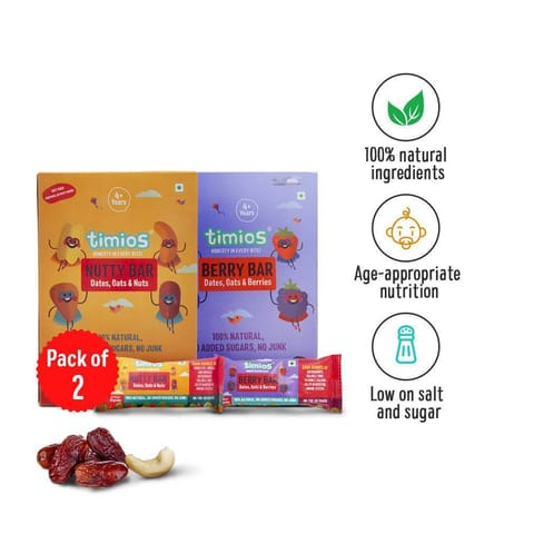 Timios Bars Mix - Nutty + Berry Bar Pack of 8 - 30g Each