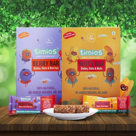 Timios Bars Mix - Nutty + Berry Bar Pack of 8 - 30g Each