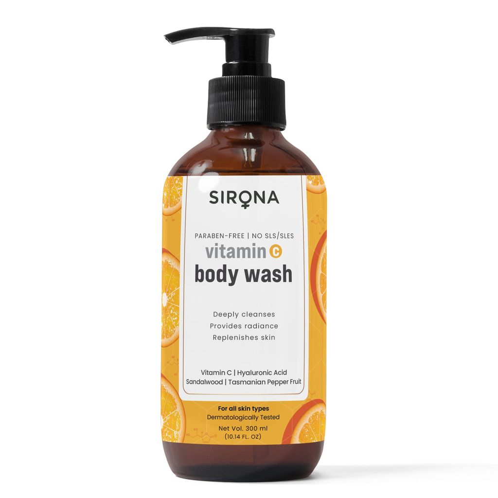 Sirona Natural Vitamin C Body Wash for Men & Women - 300 ml | Gel Based Shower Gel