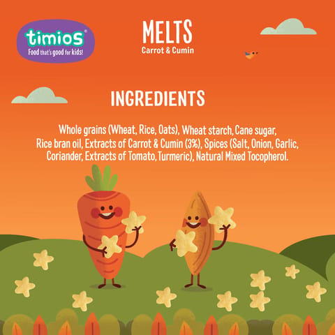 Timios Melts Carrot & Cumin Pack of 2 - 50g Each