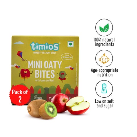 Timios Mini Oaty Bites Apple & Kiwi Pack of 2 - 120g Each