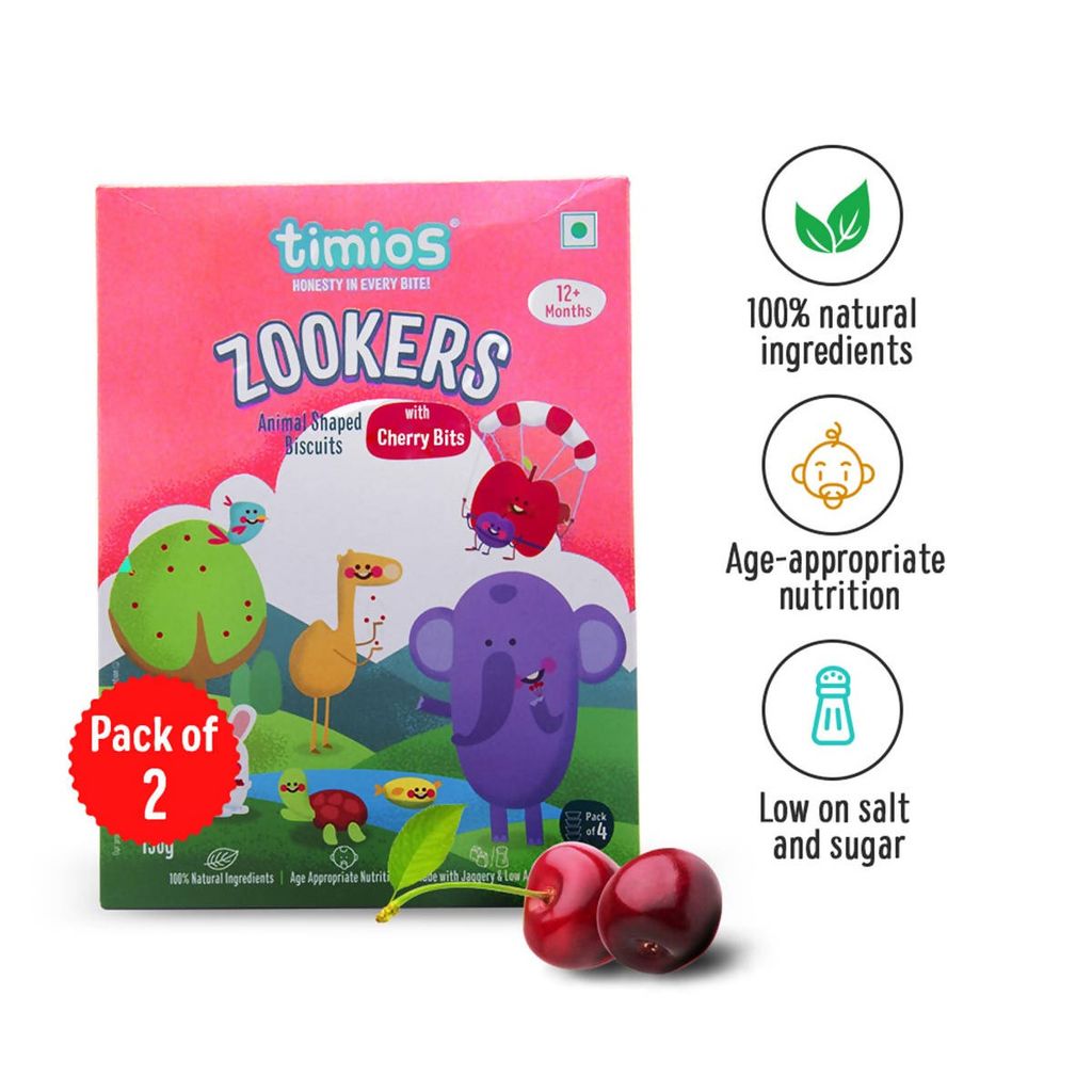 Timios Zookers Cherry Bits Pack of 2 - 150g Each