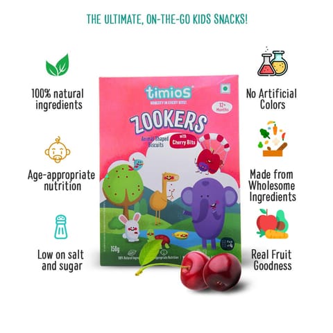 Timios Zookers Cherry Bits Pack of 2 - 150g Each