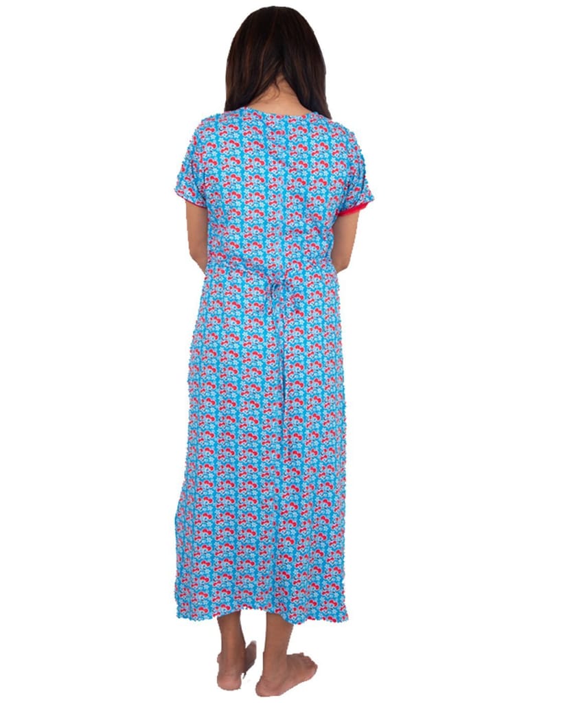 YASHRAM Morph Maternity Cherry Print Feeding Night Gown With Vertical Nursing