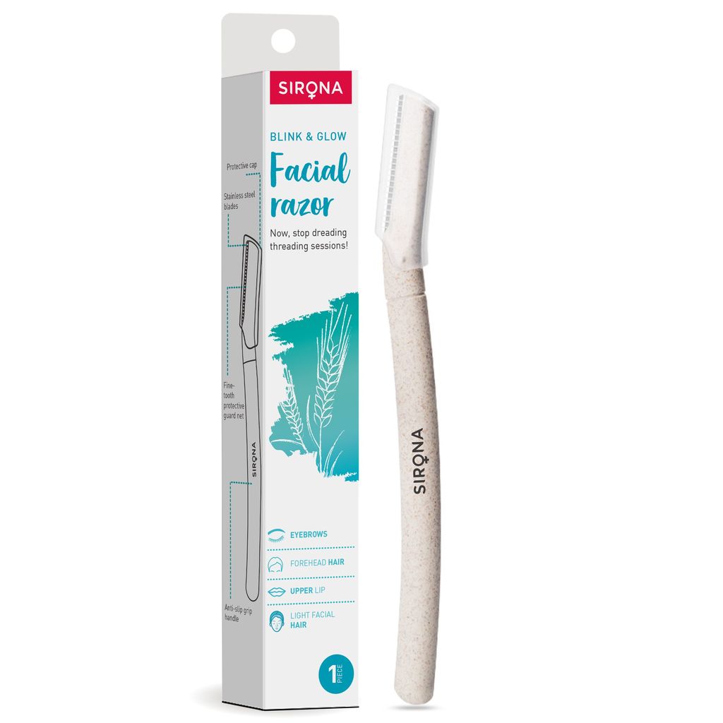 Sirona Reusable Eyebrow & Face Razor for Women - 2 Razors | Painless Facial Hair Removal