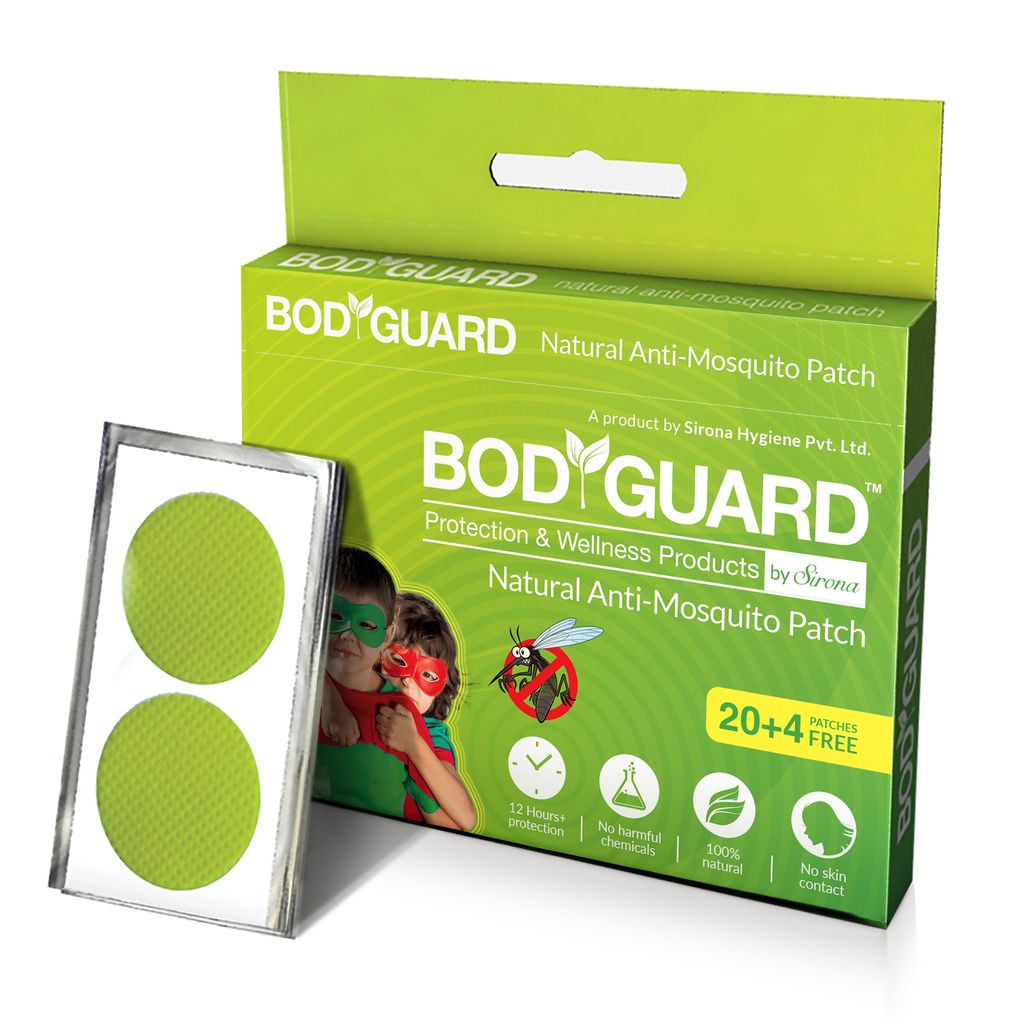 Sirona Bodyguard Premium Natural Anti Mosquito Patches - 20 + 4 Patches