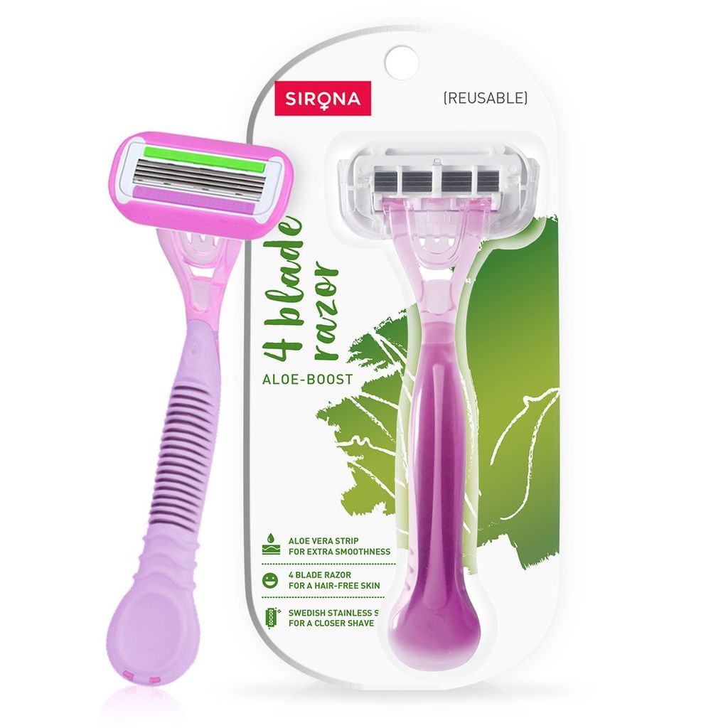 Sirona Reusable Hair Removal Razor for Women with Aloe Boost, Shaving Razor - Pack of 1