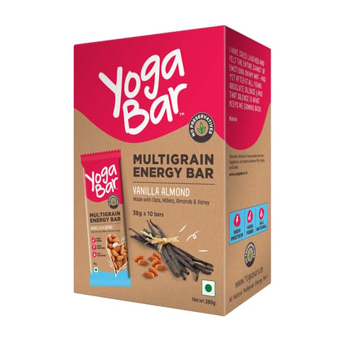 Yogabar Vanilla Almond Multigrain Energy Bar-Pack Of 10, 38g