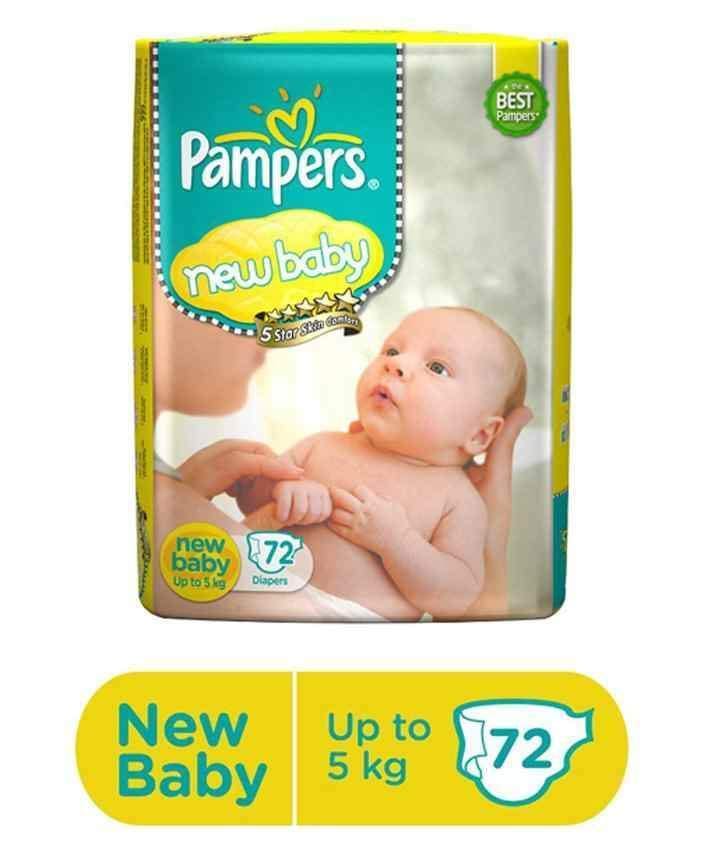 Pampers Active Baby New Born Diapers (72 Count)
