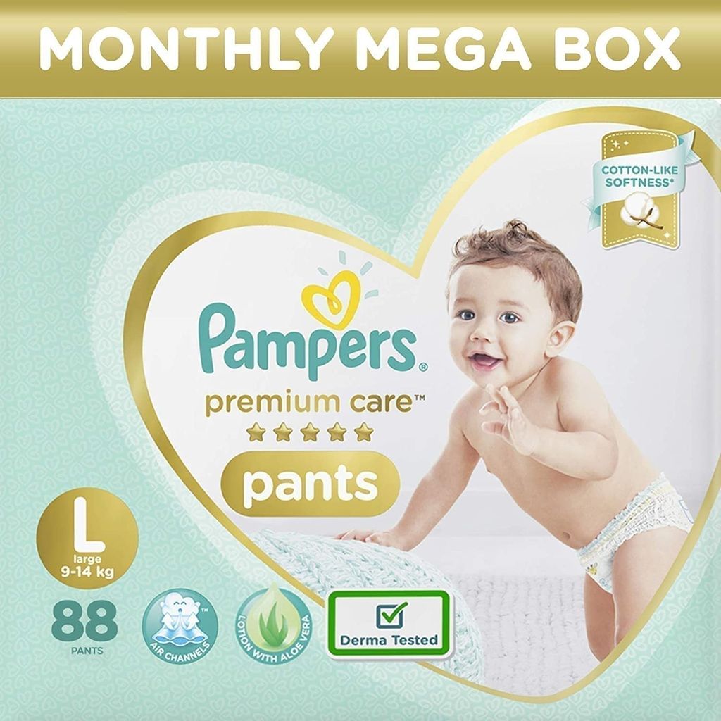 Pampers Premium Care Pants, Baby diapers (LG), 88 Count