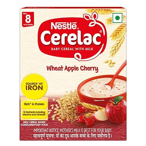 Nestle Cerelac Wheat Apple Cherry Baby Cereal, stage 2, 300 gm
