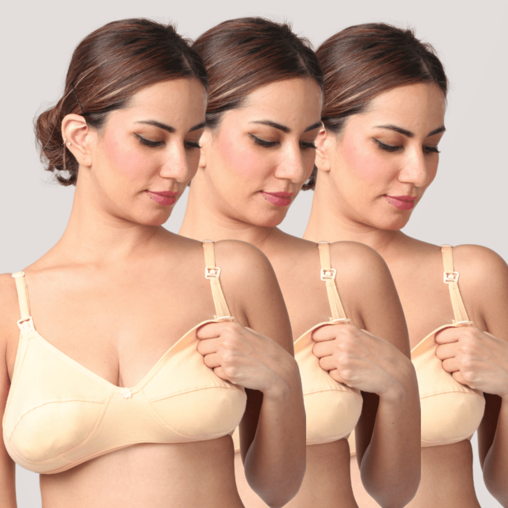 Morph maternity Pack Of 3 Leak Proof Nursing Bra - Skin