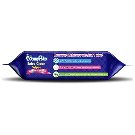 MamyPoko Extra clean wipes with Aloe vera - Pack of 72 wipes