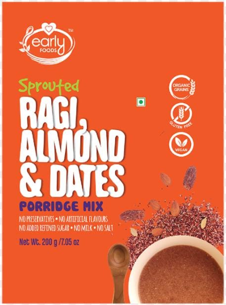 Early Foods Sprouted Ragi, Almond & Date Porridge Mix 200g