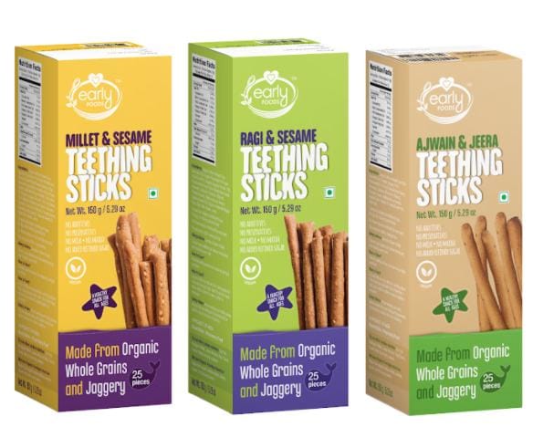 Early Foods Whole Wheat Ajwain & Jeera Jaggery Teething Sticks 150g