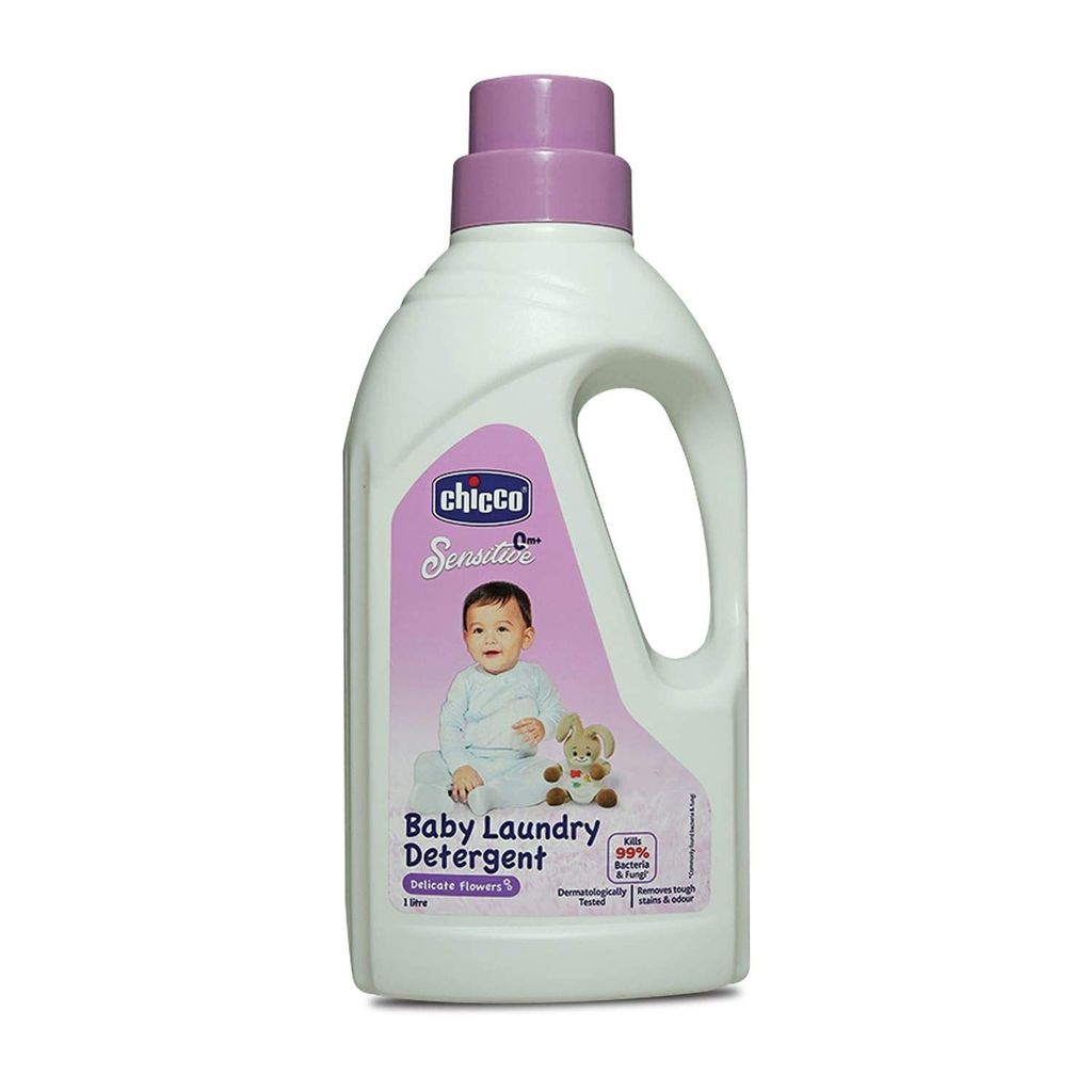 Chicco Baby Liquid Laundry Detergent, 5X Stain & Germ Fighter, Kills 99% of Germs, Dermatologically Tested for Effective & Gentle Cleaning, Delicate FLowers