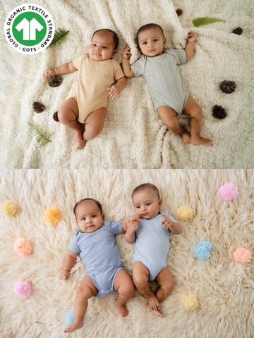 Greendigo Baby Organic Cotton Bodysuits - Combo - Pack of 4