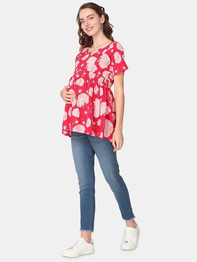 The Mom store Scarlet Bloom Maternity and Nursing Top