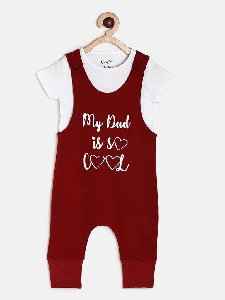 Chayim Baby Lowcrotch Dungaree Set Battle Red