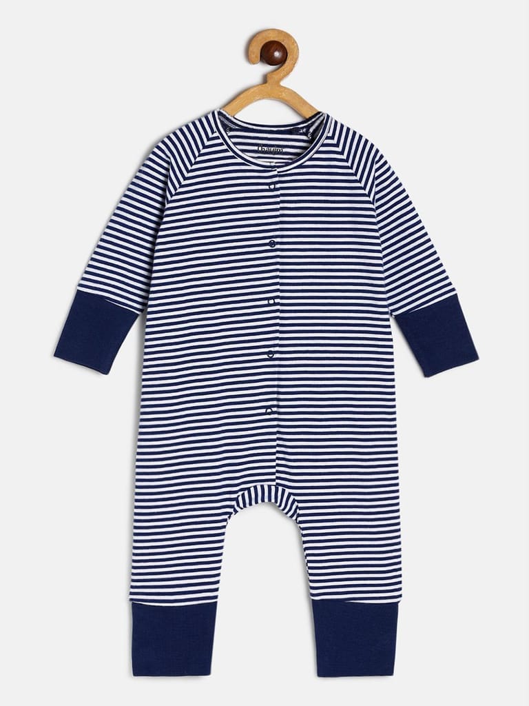 Chayim Baby front open Sleep suit Stripe Blue