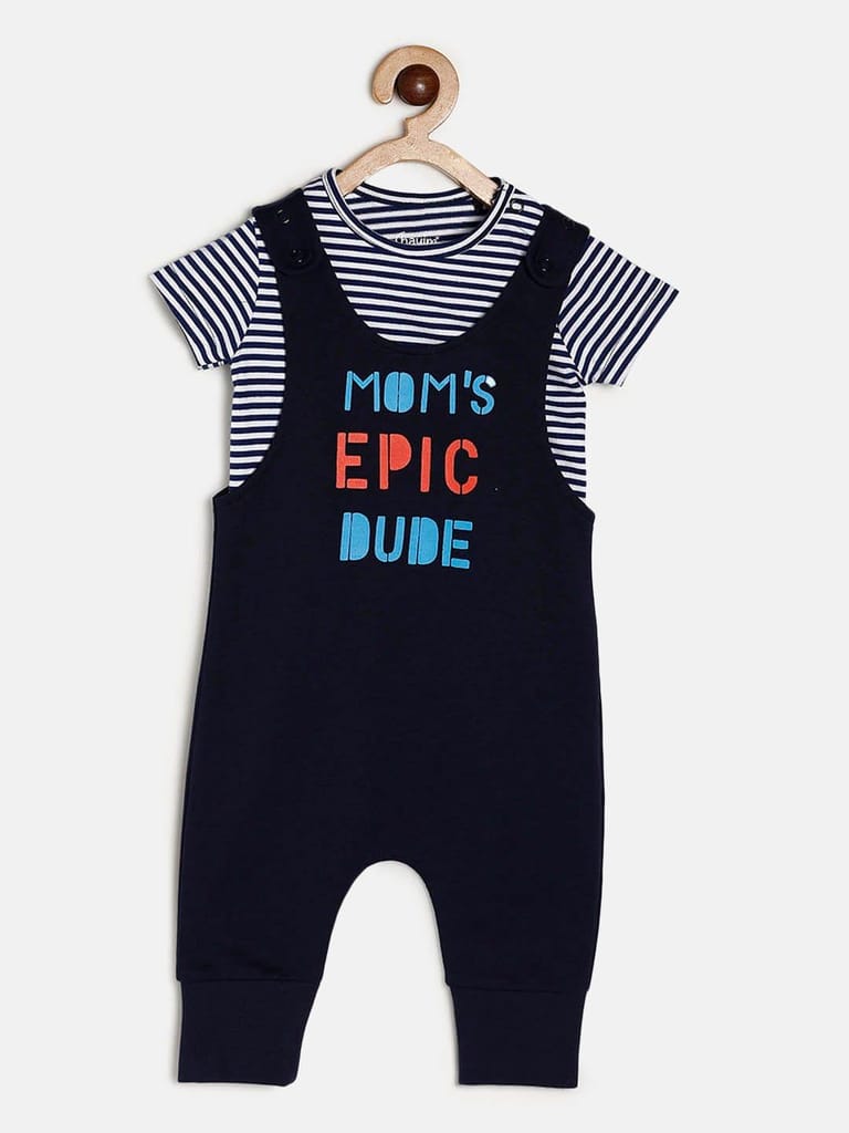 Chayim Baby Lowcrotch Dungaree Set Navy Blue