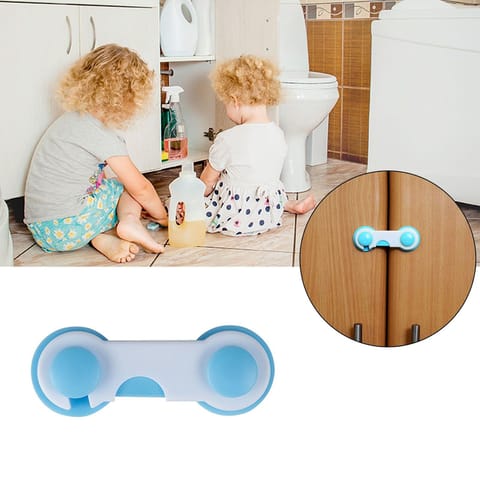 Safe-O-Kid Durable Child Safety Cabinet Lock With Finger Guard for Hinged Doors