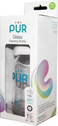 Pur 4 oz. Glass Feeding Bottle, White