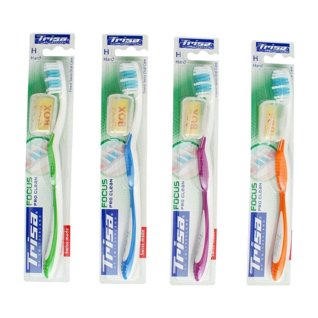 Trisa Focus Pro clean soft toothbrush with Hygiene Cap (Assorted Color)